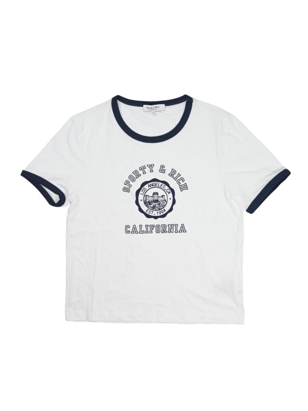 Sporty & Rich California Emblem Ringer Tee in White